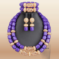 Golden Nigerian Coral Beads - Statement Bridal in Purple