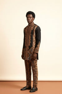 African Paisley Print Men's Kaftan Set - 2-Piece Top & Trousers - view 2