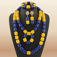 Nigerian Resin Coral Beads - Modern Bridal in Navy Blue 2