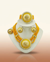 Colorful African Bead Jewelry - Bold Statement Set in Amber