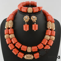 Nigerian Wedding Bead Set - Premium Multi-Layer in Coral 6