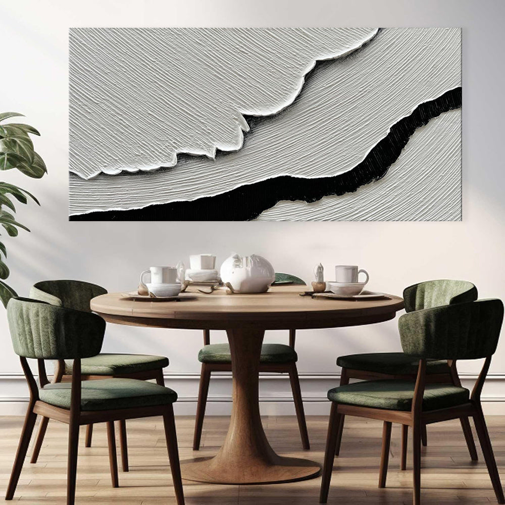 Black White Sea Waves Abstract Paintings Bedroom Decor