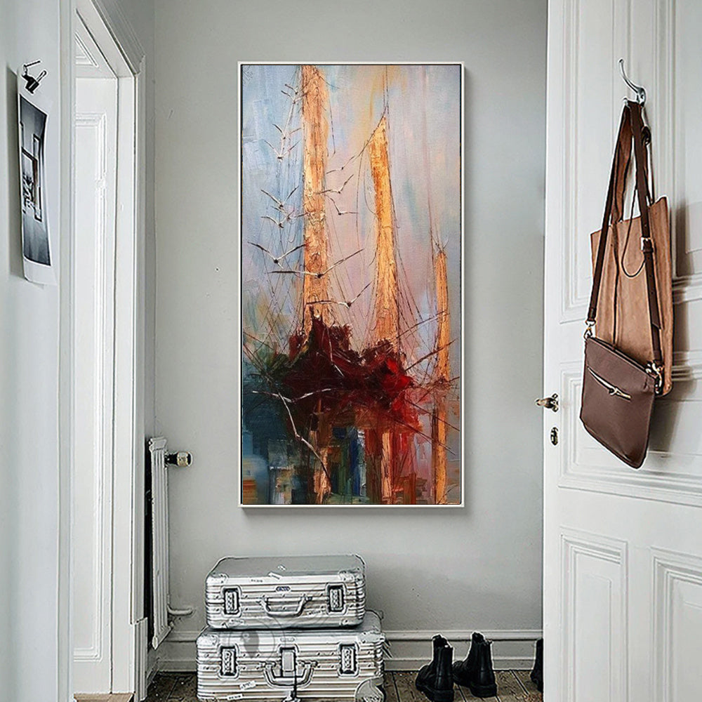 Vintage Pirate Ship In The Sea Canvas Painting Black Sailing Ship Hand Painted Oil Painting