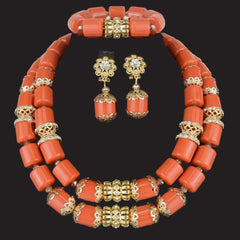 Nigerian Luxury Coral Wedding Beads - Statement in Coral 1