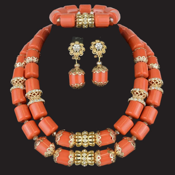 Nigerian Luxury Coral Wedding Beads - Statement in Coral 1