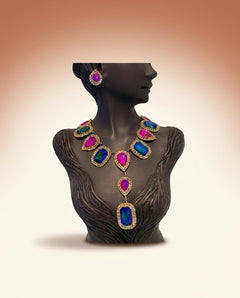 Teardrop Crystal Necklace Set - Statement Bridal - view 4