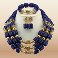 Nigerian Resin Coral Beads - Modern Bridal in Royal Blue 2