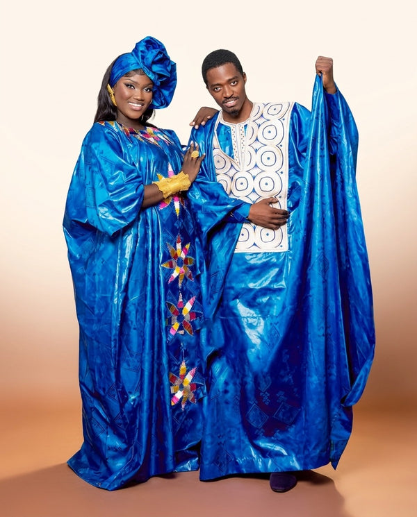 African Couple Set - Blue Embroidered - view 3