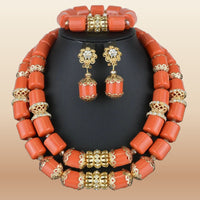 Nigerian Wedding Bead Set - Premium Multi-Layer in Coral 2