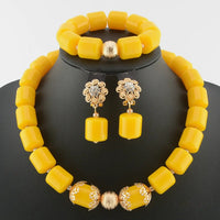 Nigerian Resin Coral Beads - Modern Bridal in Amber