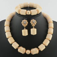 Nigerian Resin Coral Beads - Modern Bridal in Ivory 2