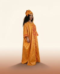 African Agbada Set - Yellow Embroidered Couple - view 3