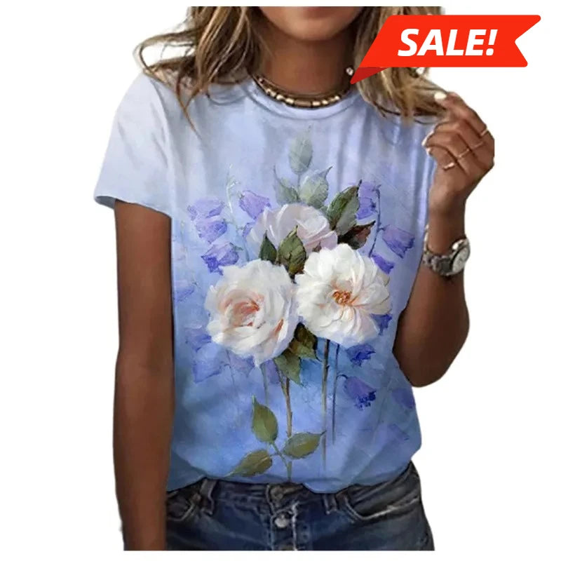 Butterfly Bloom Oversized Tee – Y2K Floral Streetwear for Women