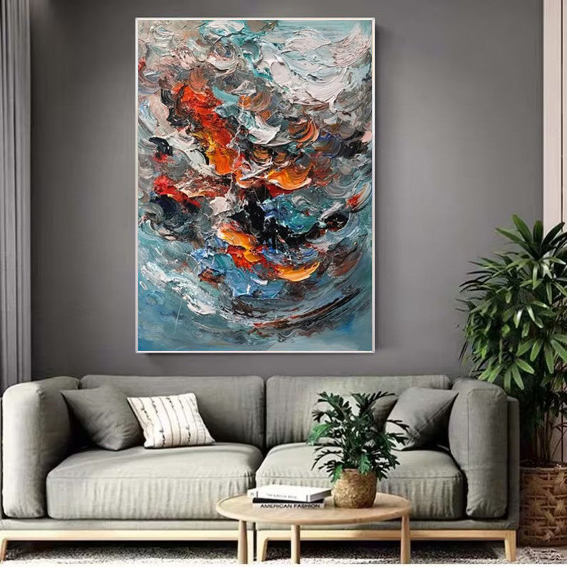 Large Colorful 3D Texture Handmade Oil Painting Original Abstract For Living Room