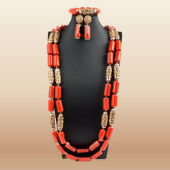 Golden Nigerian Coral Beads - Statement Bridal in Coral 2