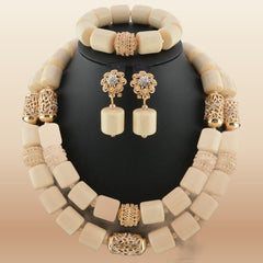 Nigerian Wedding Bead Set - Premium Multi-Layer in Ivory 1