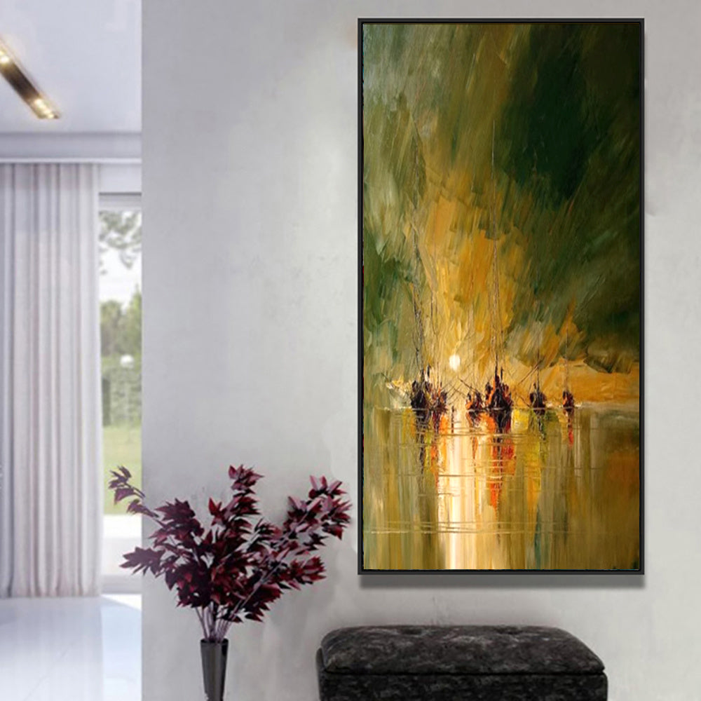 Vintage Pirate Ship In The Sea Canvas Painting Black Sailing Ship Hand Painted Oil Painting