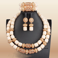 Golden Nigerian Coral Beads - Statement Bridal in Ivory