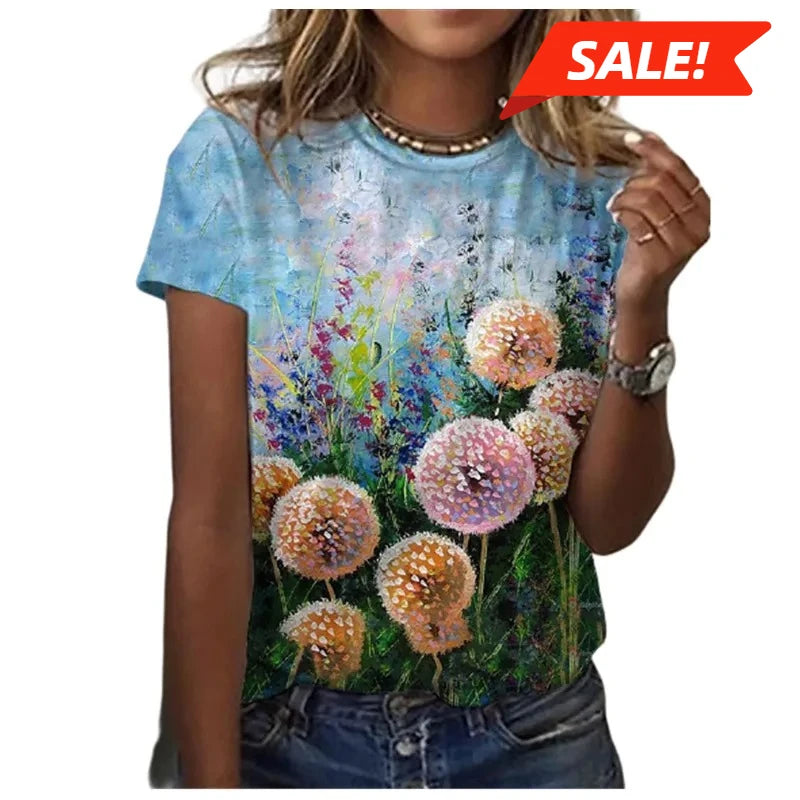 Butterfly Bloom Oversized Tee – Y2K Floral Streetwear for Women