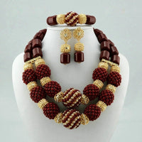 African Bead Jewelry Set - Statement Accessory in Burgundy 2