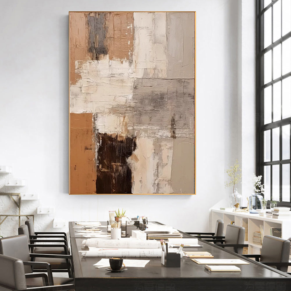 Large Abstract Handmade Painting Brown Textured Wall Art Minimalist Wabi-sabi Modern Home Living Room Decor