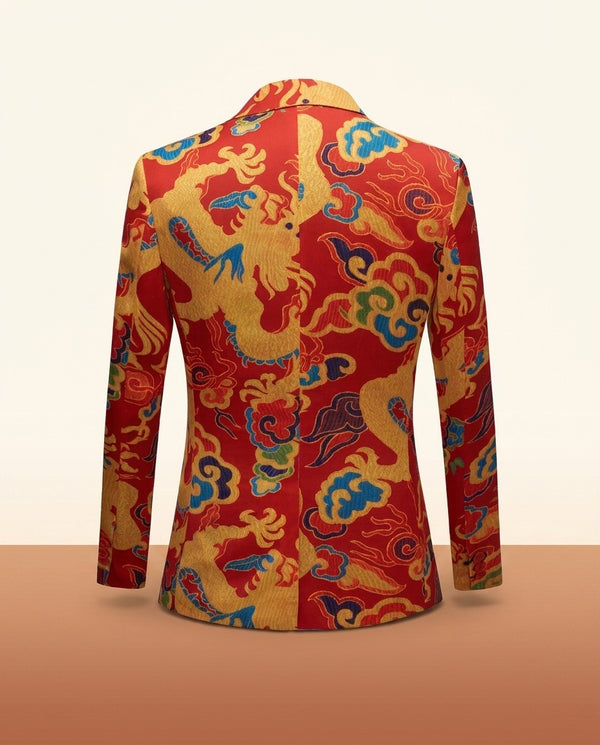 Red Printed Blazer - Men's Slim-Fit Statement - view 3