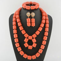 Nigerian Resin Coral Beads - Modern Bridal in Coral 1