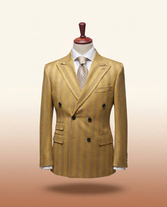 Gold Jacquard 2-Piece Suit - Men's Double Breasted - view 4