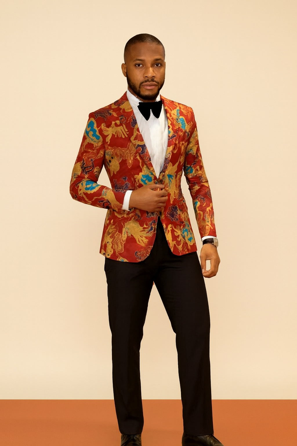 Red Printed Blazer - Men's Slim-Fit Statement in Red / S / United States