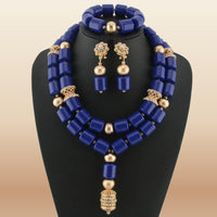 African Bead Jewelry Set - Statement Accessory in Royal Blue 1