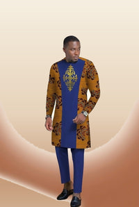 Men's Long-Sleeve Smart Set - Burgundy & Navy in Navy Blue