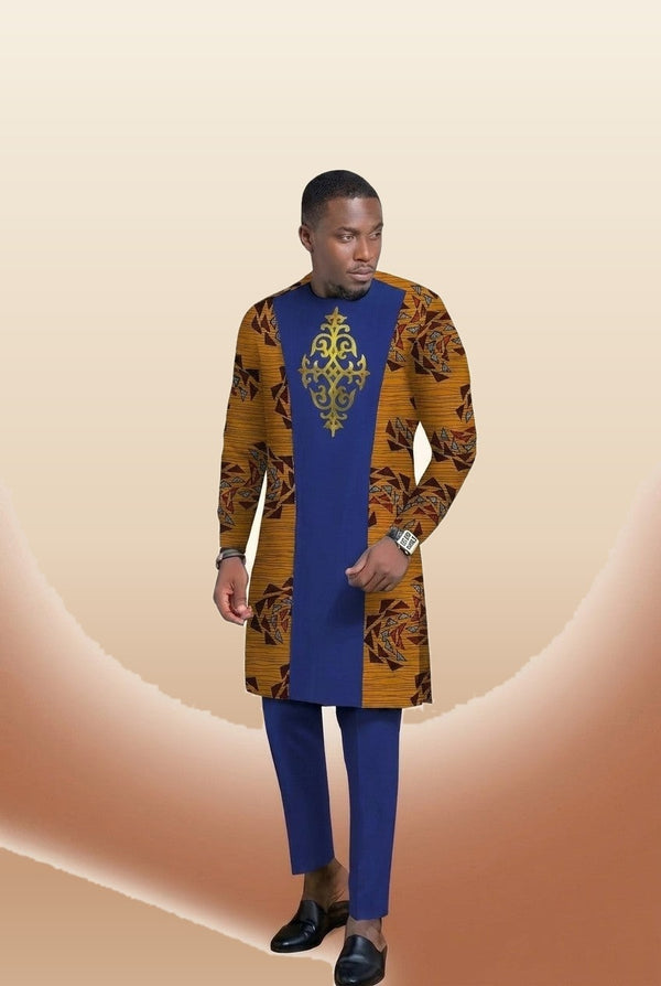 Men's Long-Sleeve Smart Set - Burgundy & Navy in Navy Blue