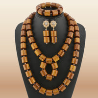 Nigerian Resin Coral Beads - Modern Bridal in Brown 2