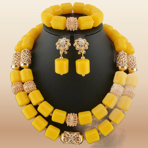 Dubai African Bead Jewelry Set - Gold Wedding - view 2