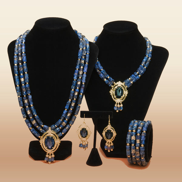 Premium Coral Bead Jewelry - African Bridal Luxe in Blue 3