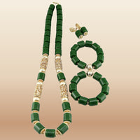 Nigerian Wedding Bead Set - Premium Multi-Layer in Dark Green 2