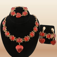 Coral Bead Jewelry Set - African Bridal Classic in Red