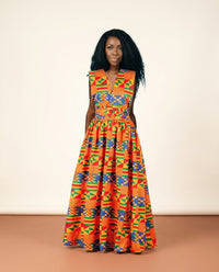 African Print Summer Dress - Vibrant Outfit Style in Orange