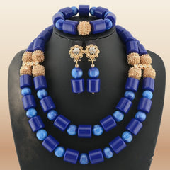 Nigerian Resin Coral Beads - Modern Bridal in Royal Blue 1