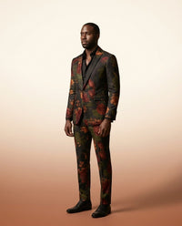 Black Jacquard 2-Piece Suit - Men's Slim Double - view 3