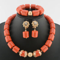 Nigerian Resin Coral Beads - Modern Bridal in Coral 4