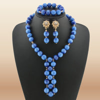 Nigerian Resin Coral Beads - Modern Bridal in Royal Blue 4
