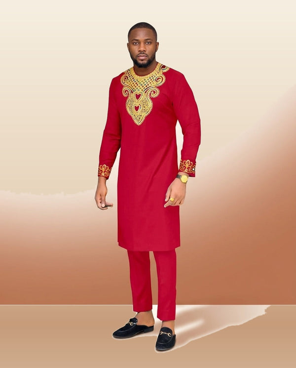 Printed Casual Set - Men's Street 2-Piece Style in Red