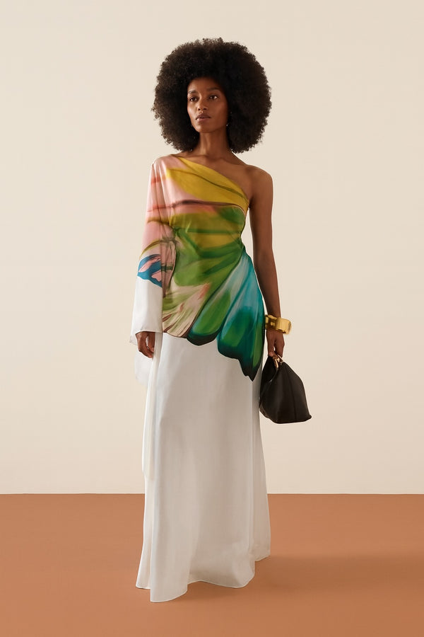 One-Shoulder Floral Maxi Dress - Evening Elegance - view 2