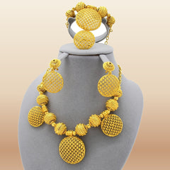 African Gold Bead Jewelry - Party Statement Set in Gold 6