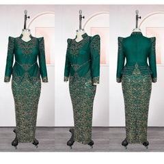 Green Sequin Evening Gown