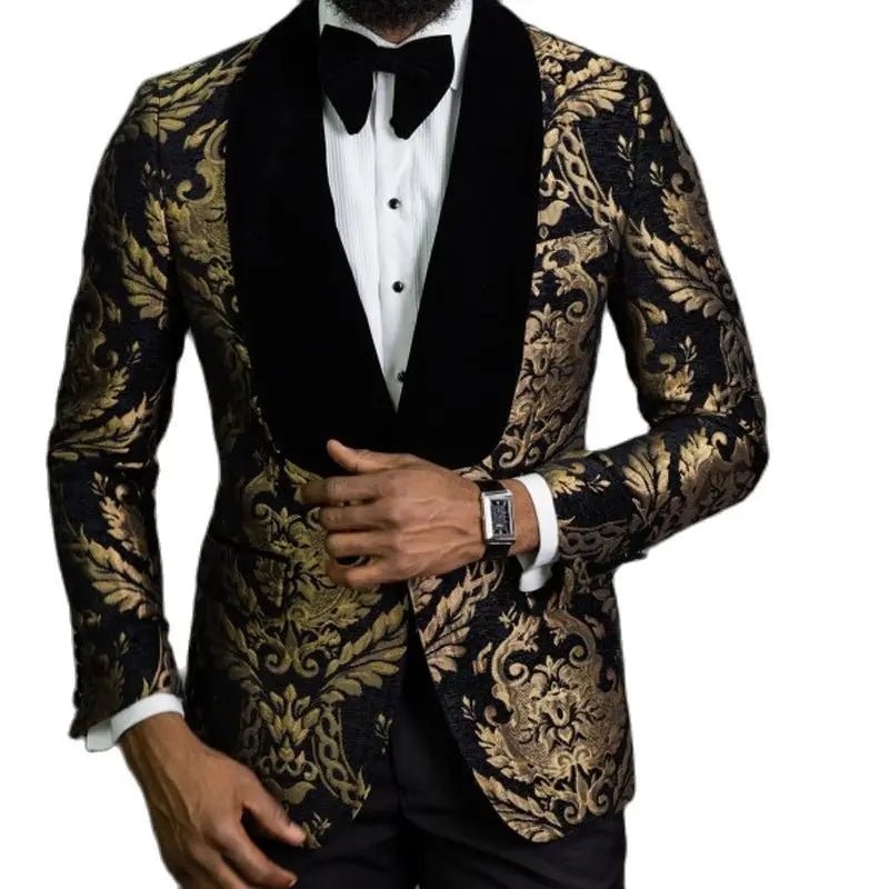 Floral Jacquard Blazer for Men Prom African Fashion