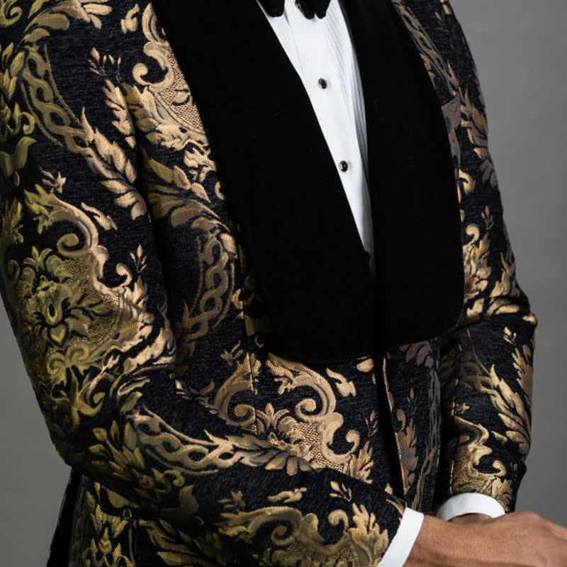 Floral Jacquard Blazer for Men Prom African Fashion
