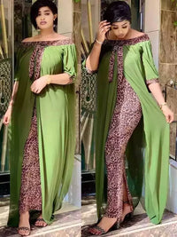 Leopard Print Dashiki Dress