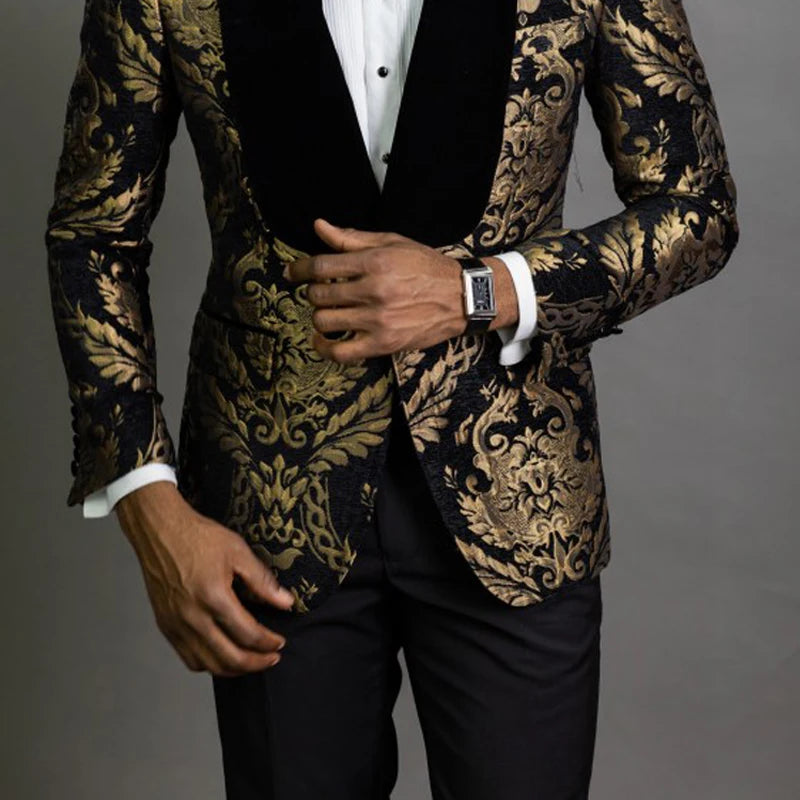 Floral Jacquard Blazer for Men Prom African Fashion